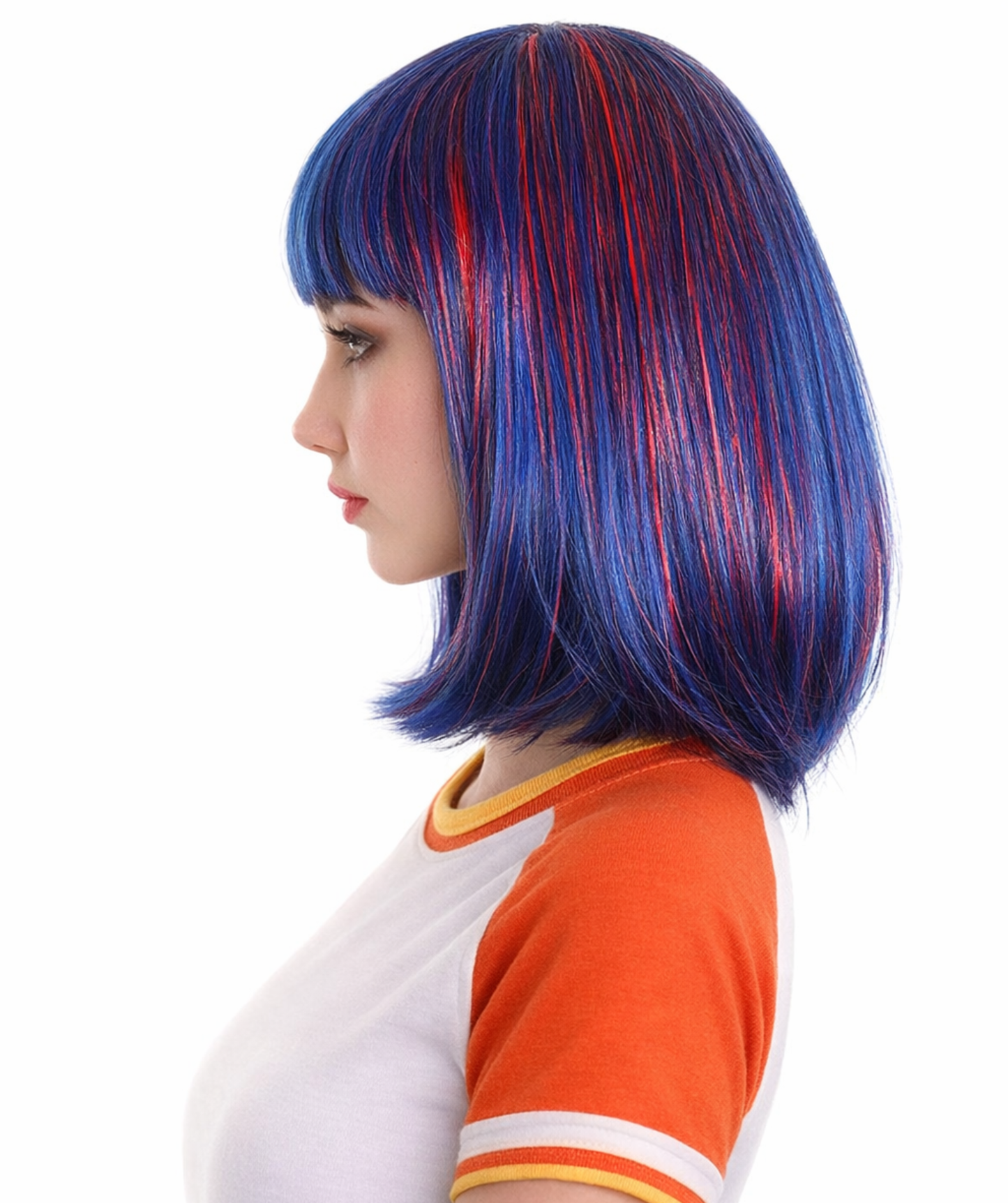 Bright Blue Bob with Blue Tinsel | Sparkly Celebrity Halloween Wig | Premium Capless Cap