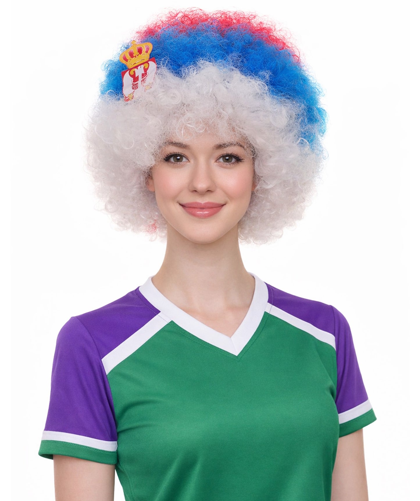 Serbia Flag Afro Multicolor Wig