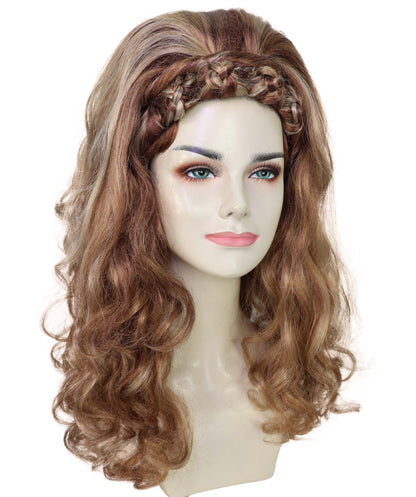 HPO Adult Women's Drag Queen Inspired Long Voluminous Multiple color Wig with Front Braid | Drag Queen & Performance Wig | Breathable Capless Cap