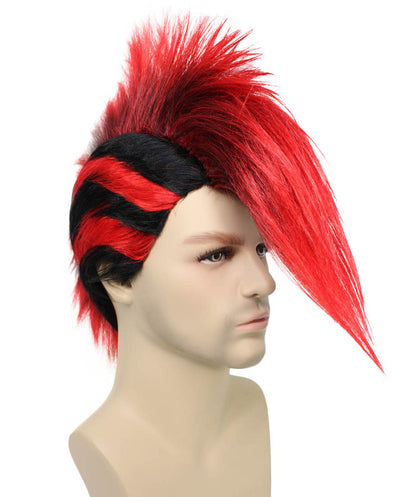 Albania Flag Mohawk Red and Black Wig