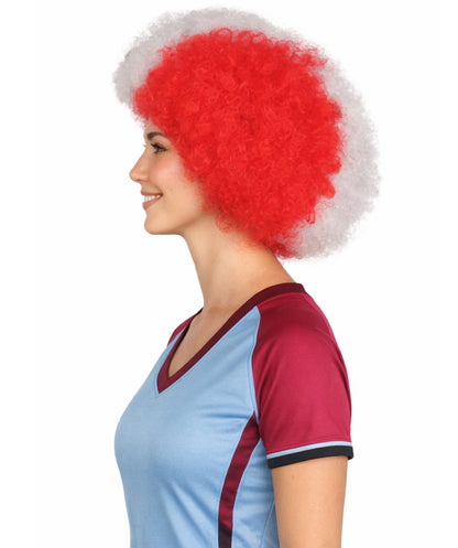 Peru Flag Afro Red and White Wig