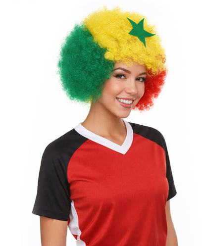 Senegal Flag Sport Afro Multicolor Wig