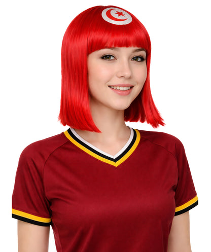 Tunisia Flag Bob Red and White Wig