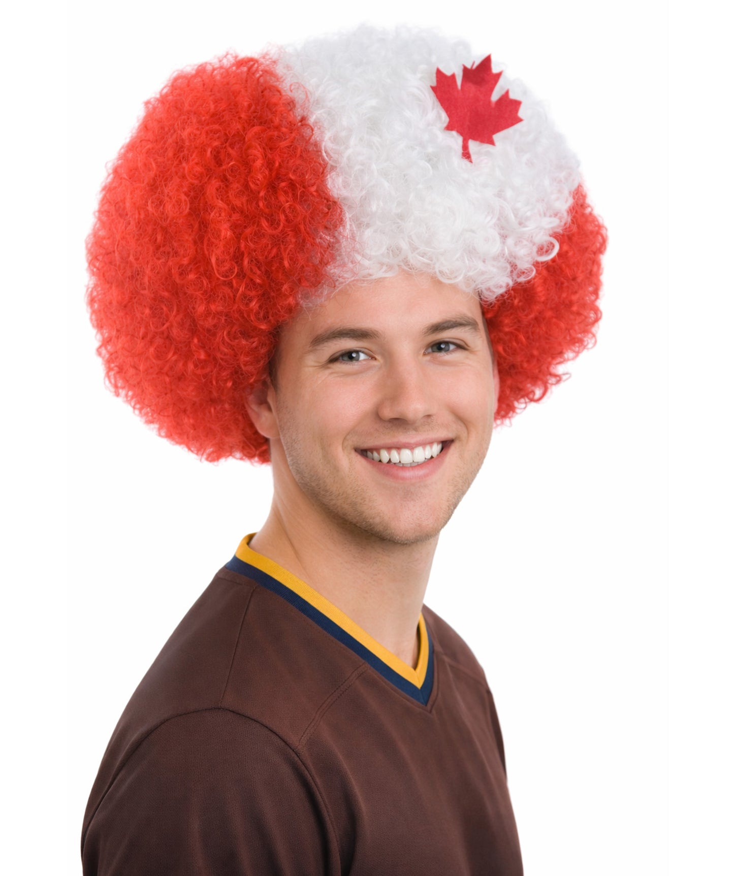 Canada Flag Afro Wig | White Red Afro Wig