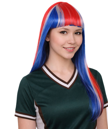 Iceland Flag Long Bob Multicolor Wig