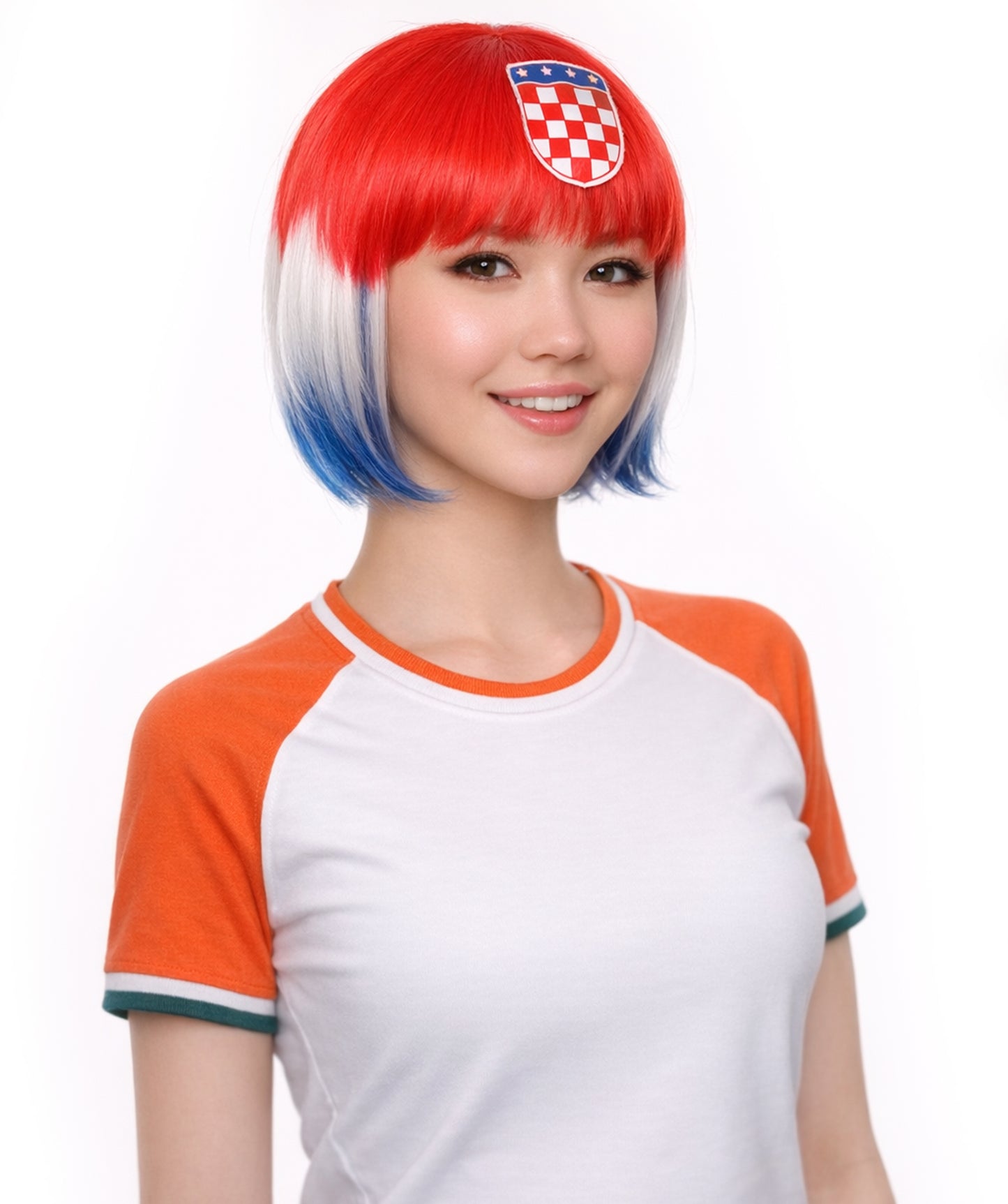 Croatia Flag Bob Multicolor Wig