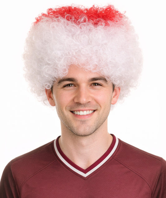 Japan Flag Afro  Red and White Wig