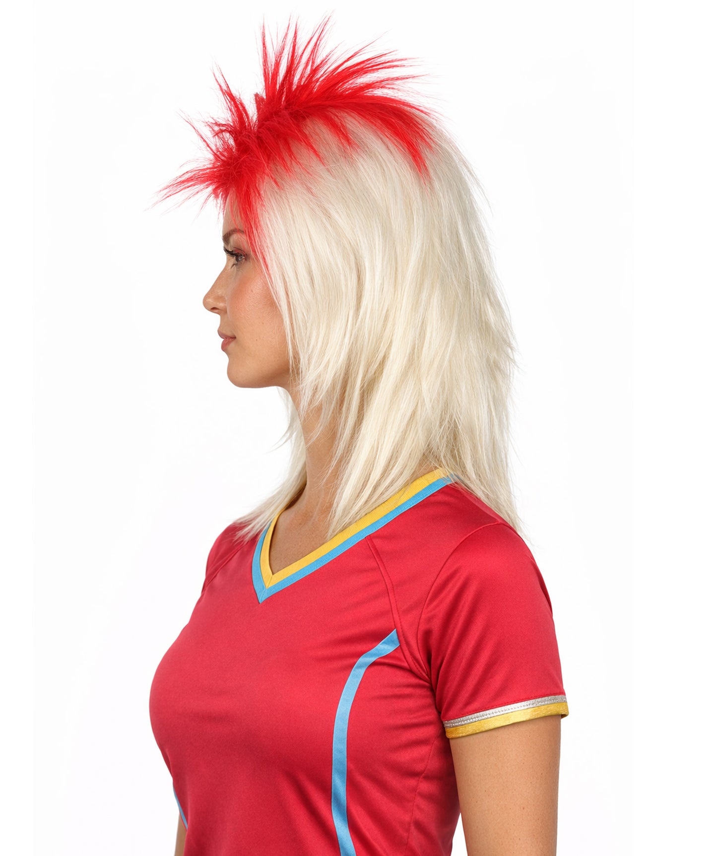 Japanese Flag 80's Mullet Red and White Wig