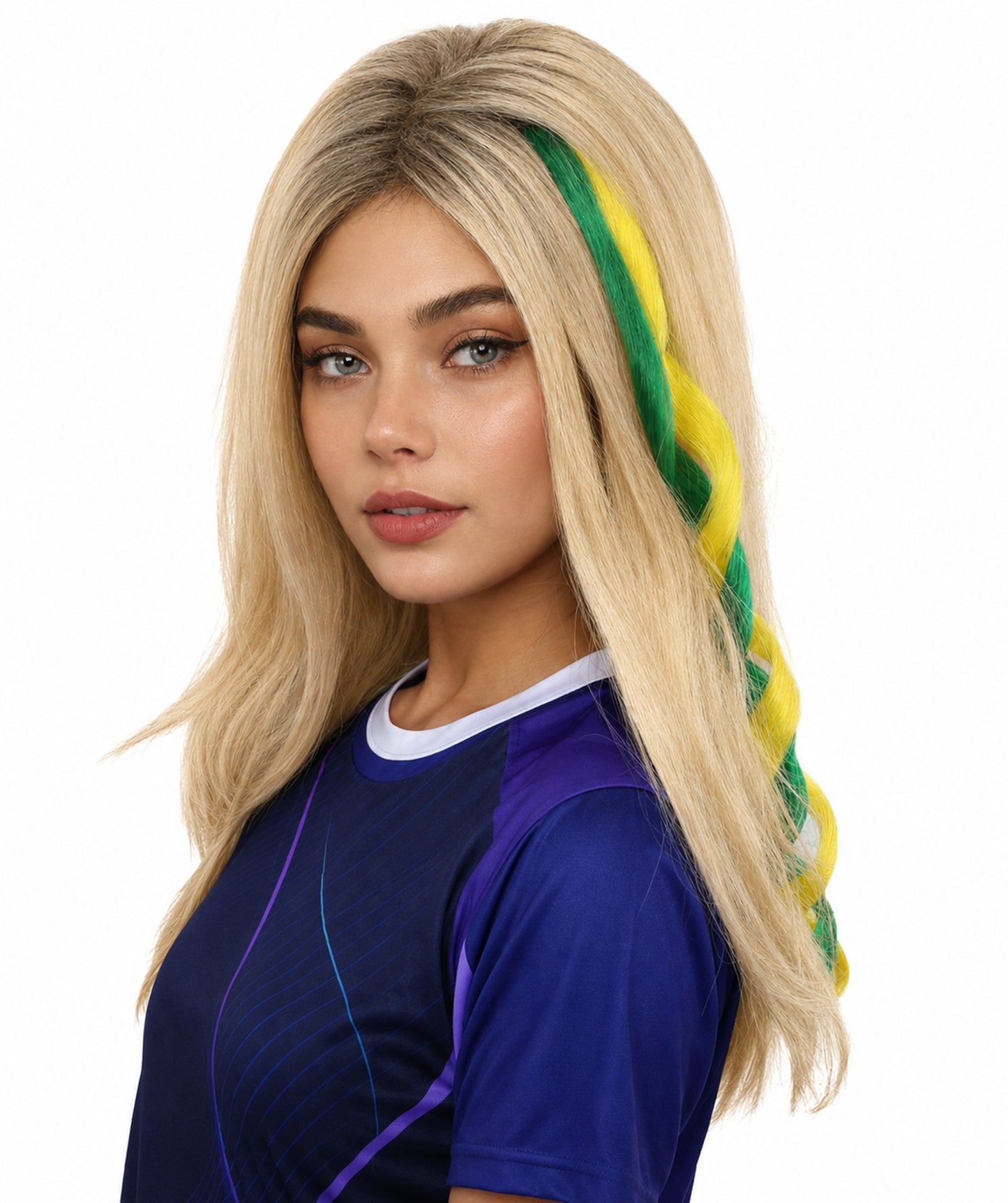 Brazil Flag green and yellow Hair Extension