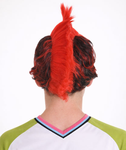 Albania Flag Mohawk Red and Black Wig