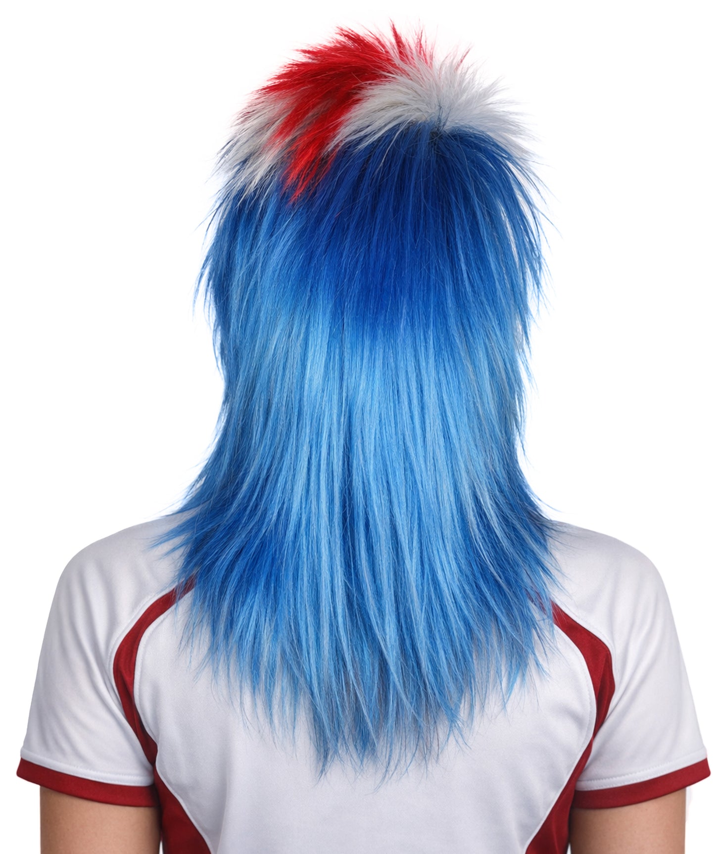 Iceland Flag 80's Mullet Multicolor Wig