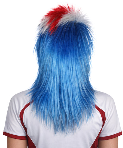 Iceland Flag 80's Mullet Multicolor Wig