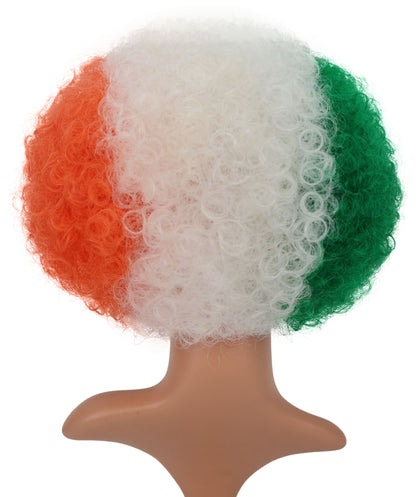 Ireland Flag Green, White, and Orange Clown Afro Wig