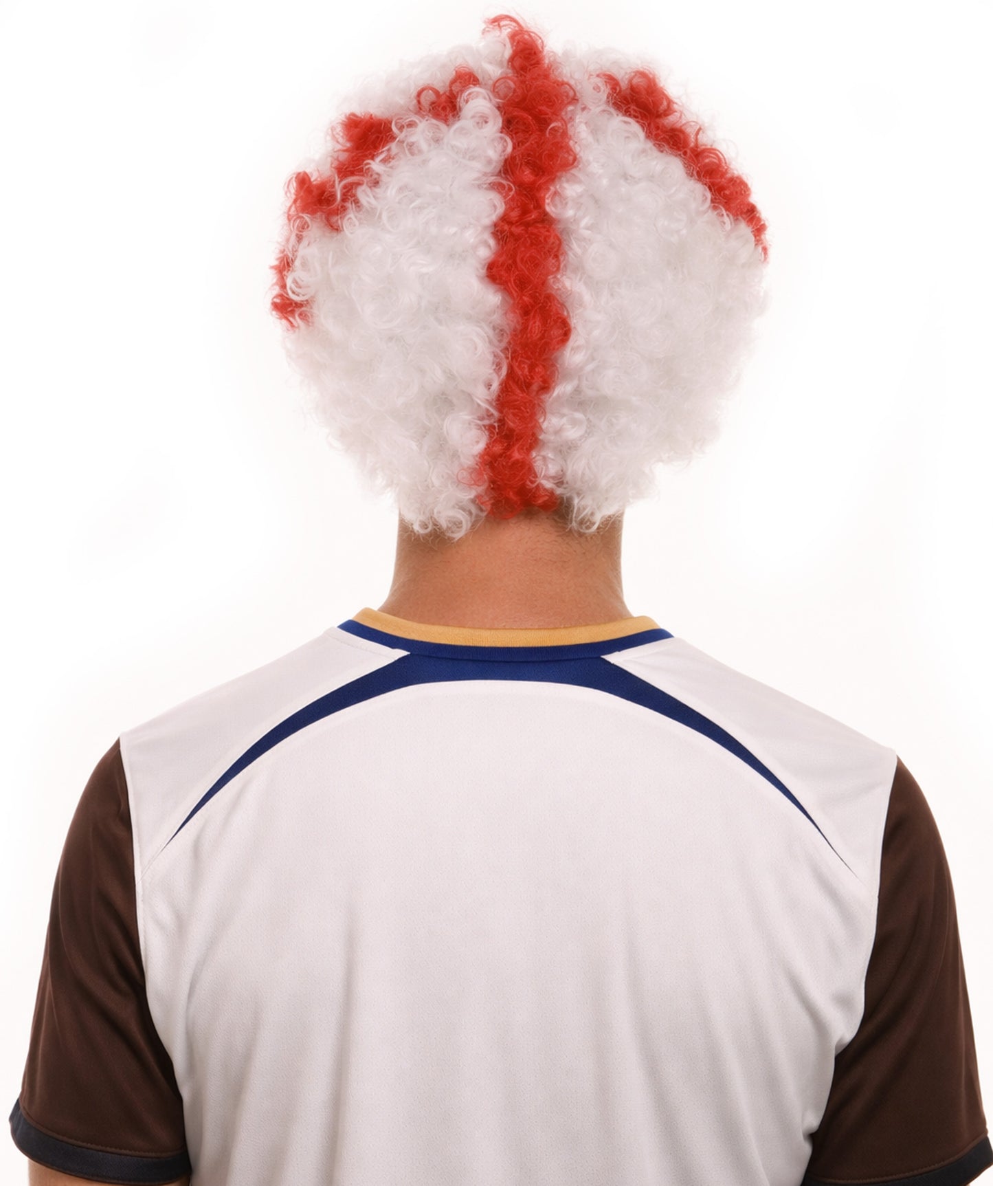 England Flag Afro Red and White Wig