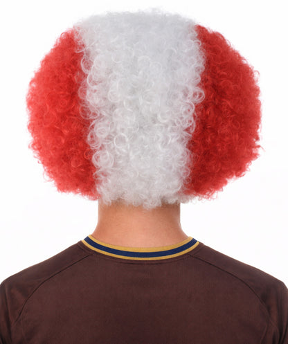 Canada Flag Afro Wig | White Red Afro Wig