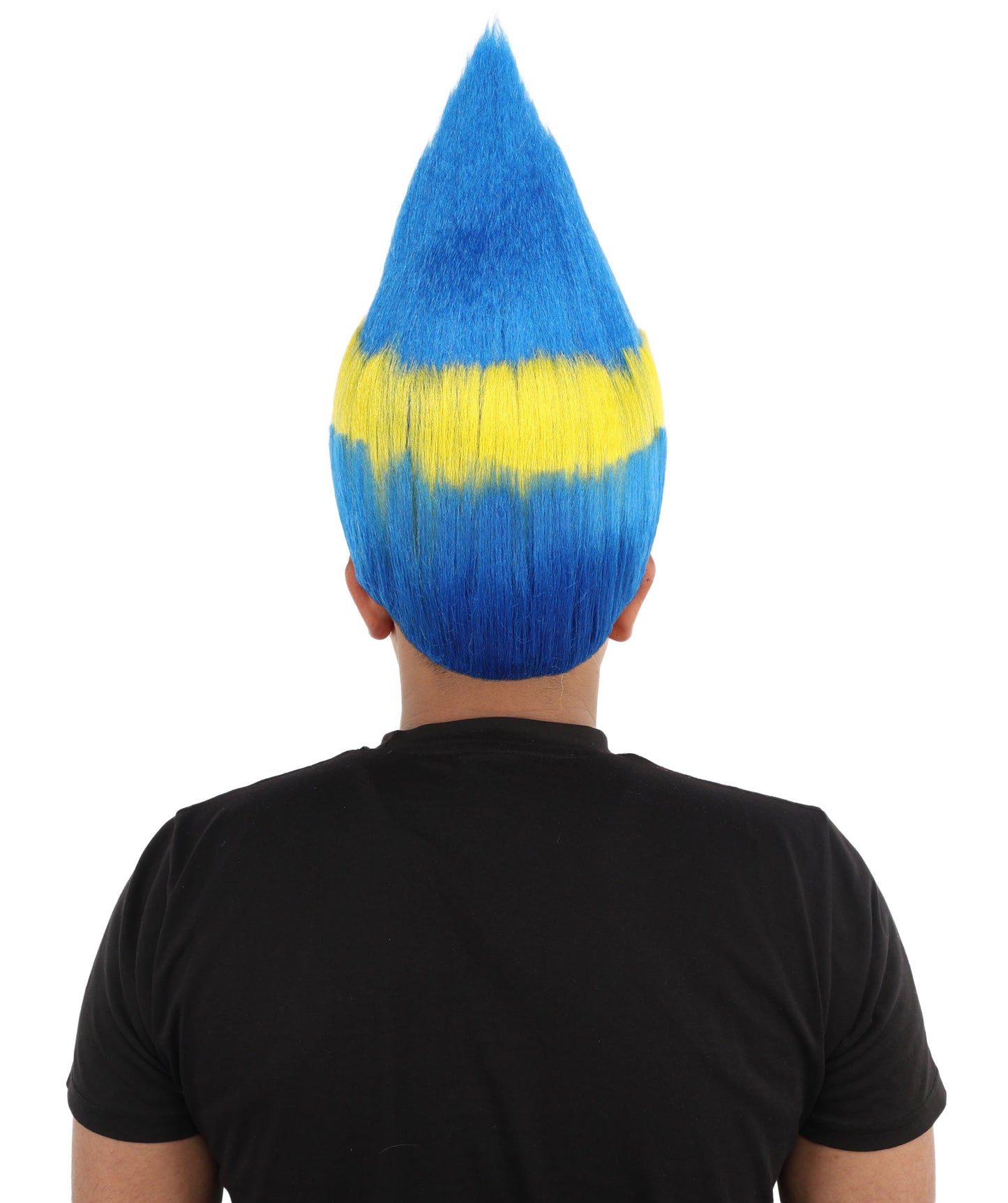 HPO Adult Unisex Curacao Flag Multicolor Troll Wig | 15 Inch Upright Spiked Texture Breathable Fit | Sports Event National Holiday Parade Soccer Match Fan Gear