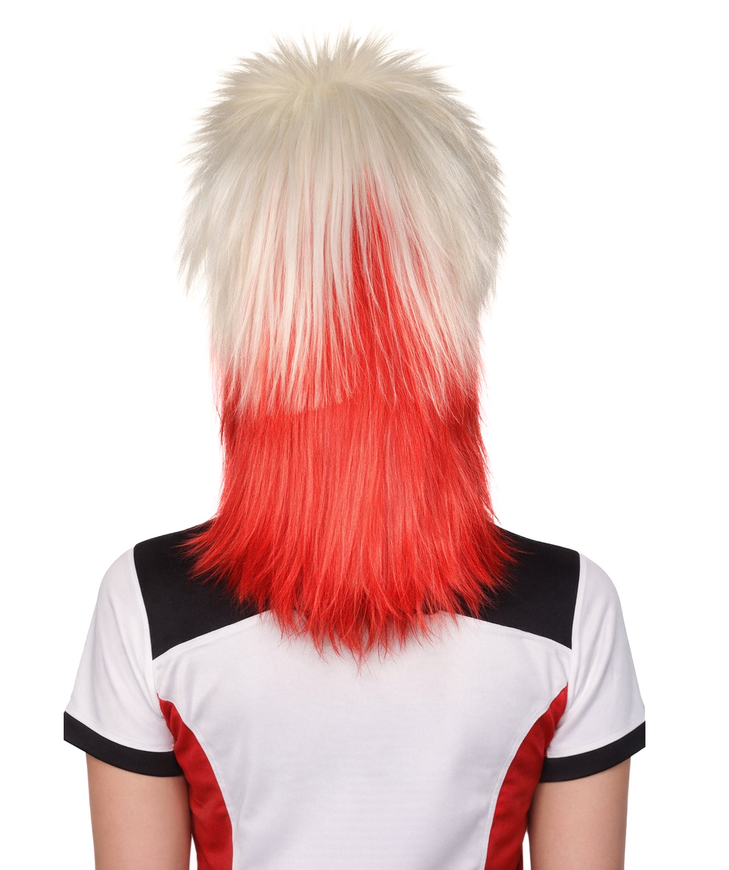 Poland Flag 80's Mullet White and Red Wig