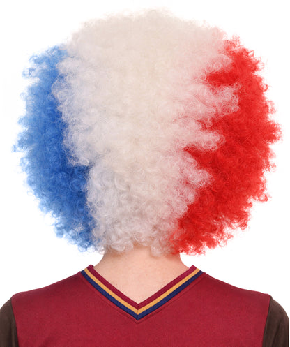 France Flag Afro Multicolor Wig