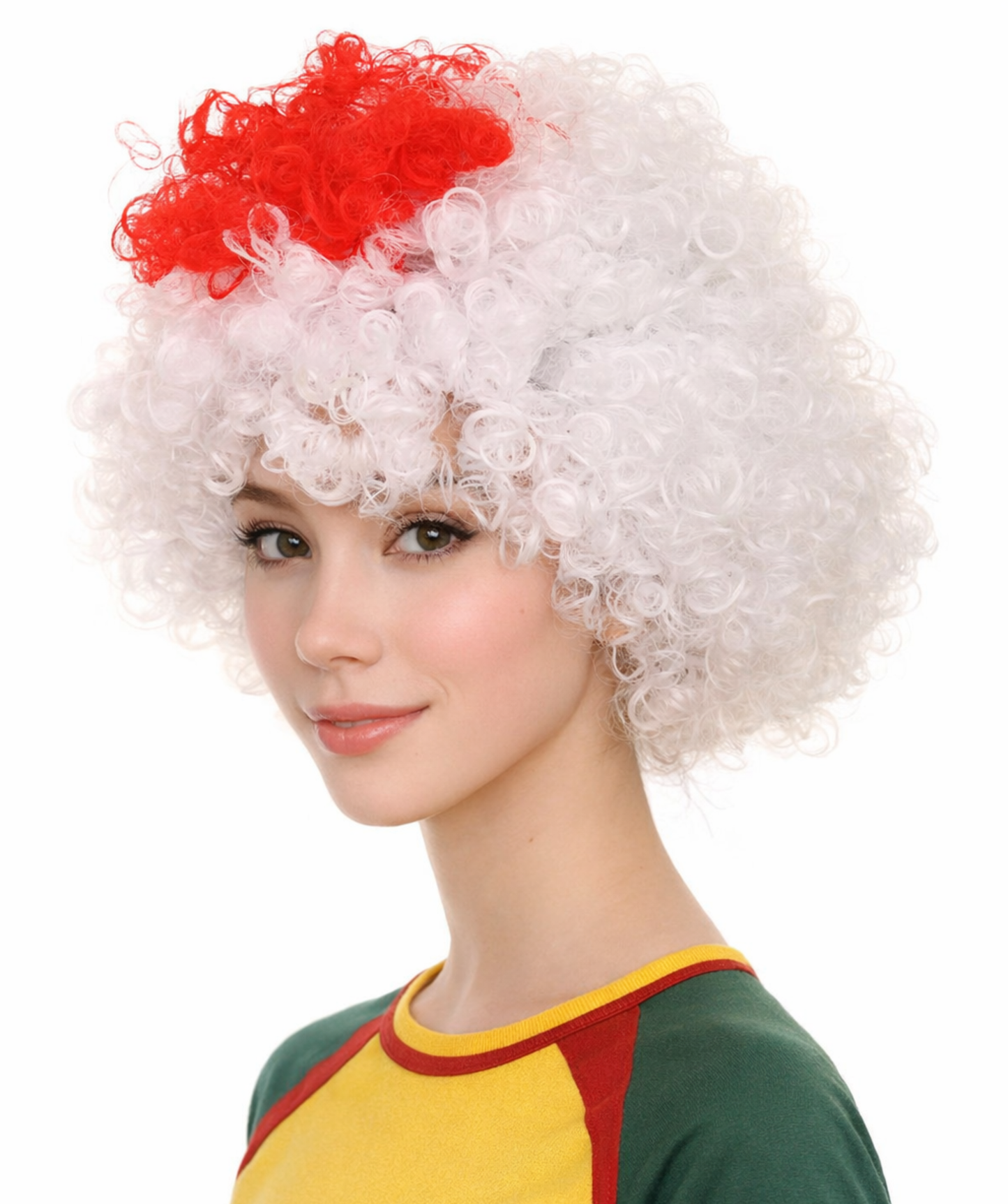 Japan Flag Afro Red and White Wig