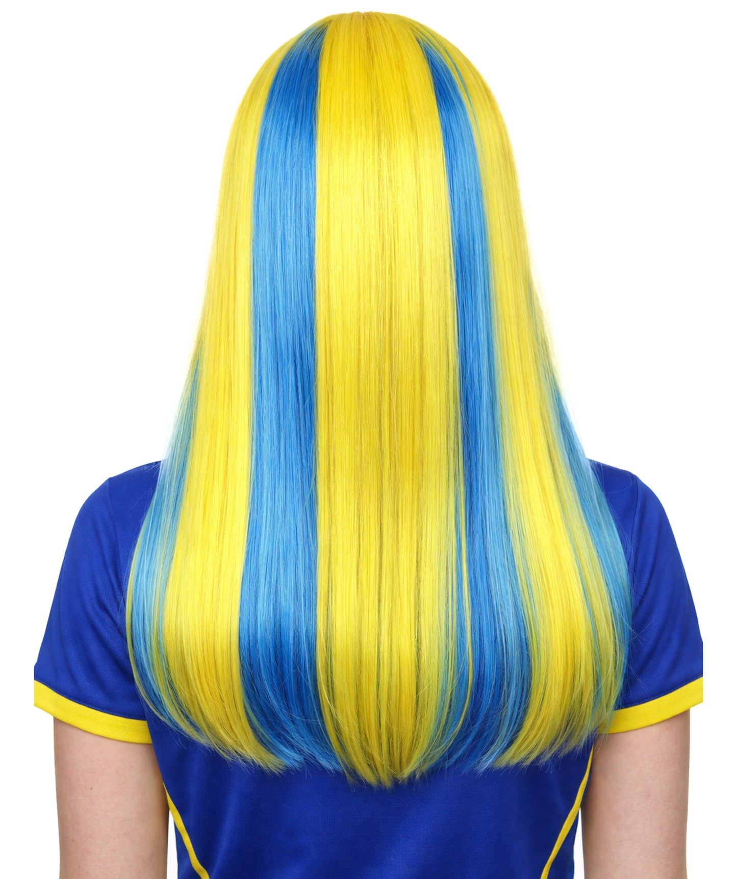 Sweden Flag Long Bob Yellow and Blue Wig