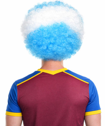 Argentina Flag Afro Light Blue and White Wig