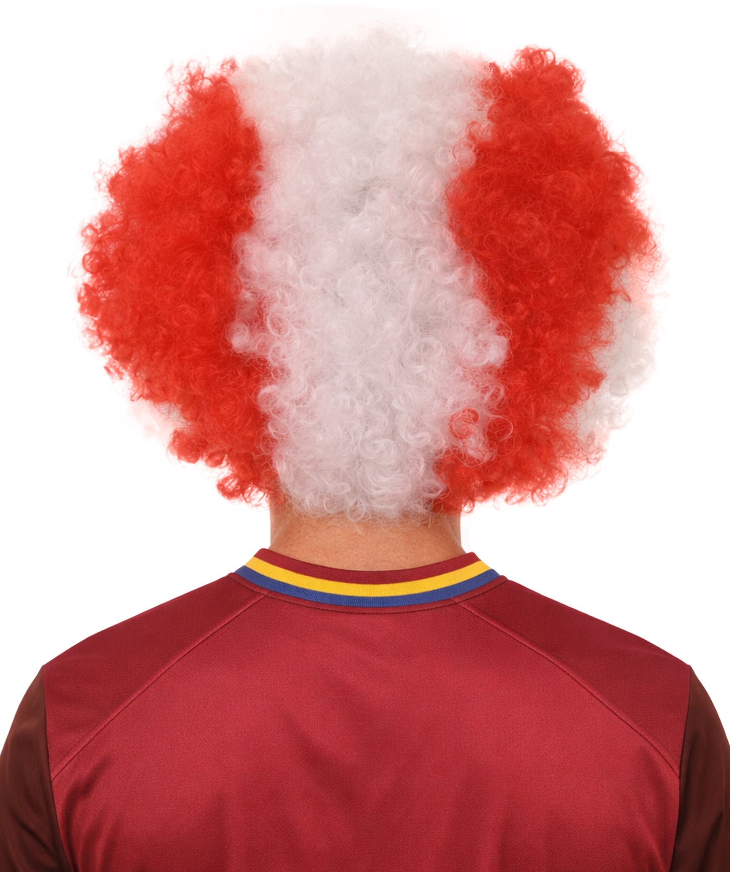 Atletico de Madrid Afro Wigs | Jumbo Super Size Red White Wig
