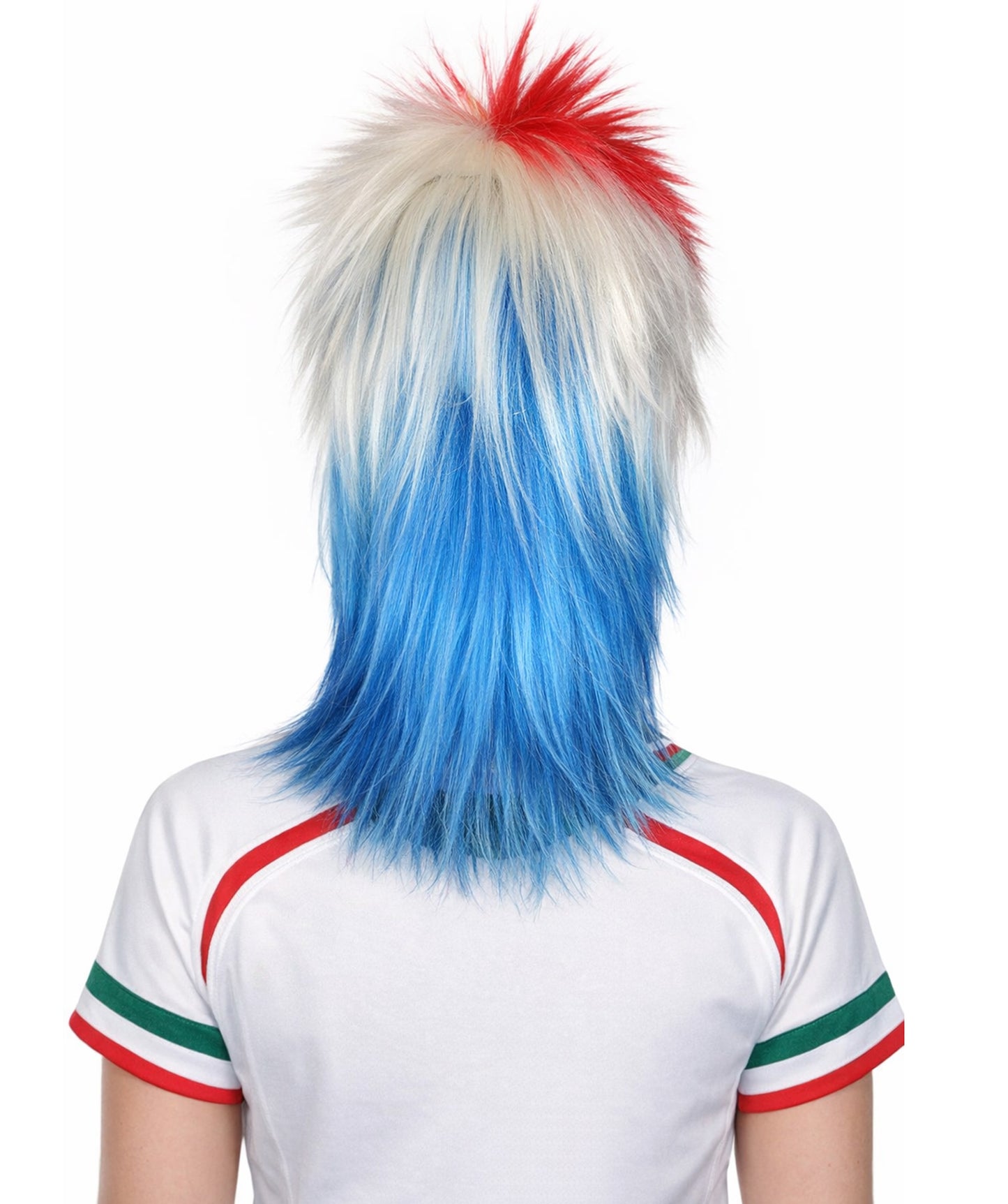 Costa Rica Flag 80's Mullet Multicolor Wig