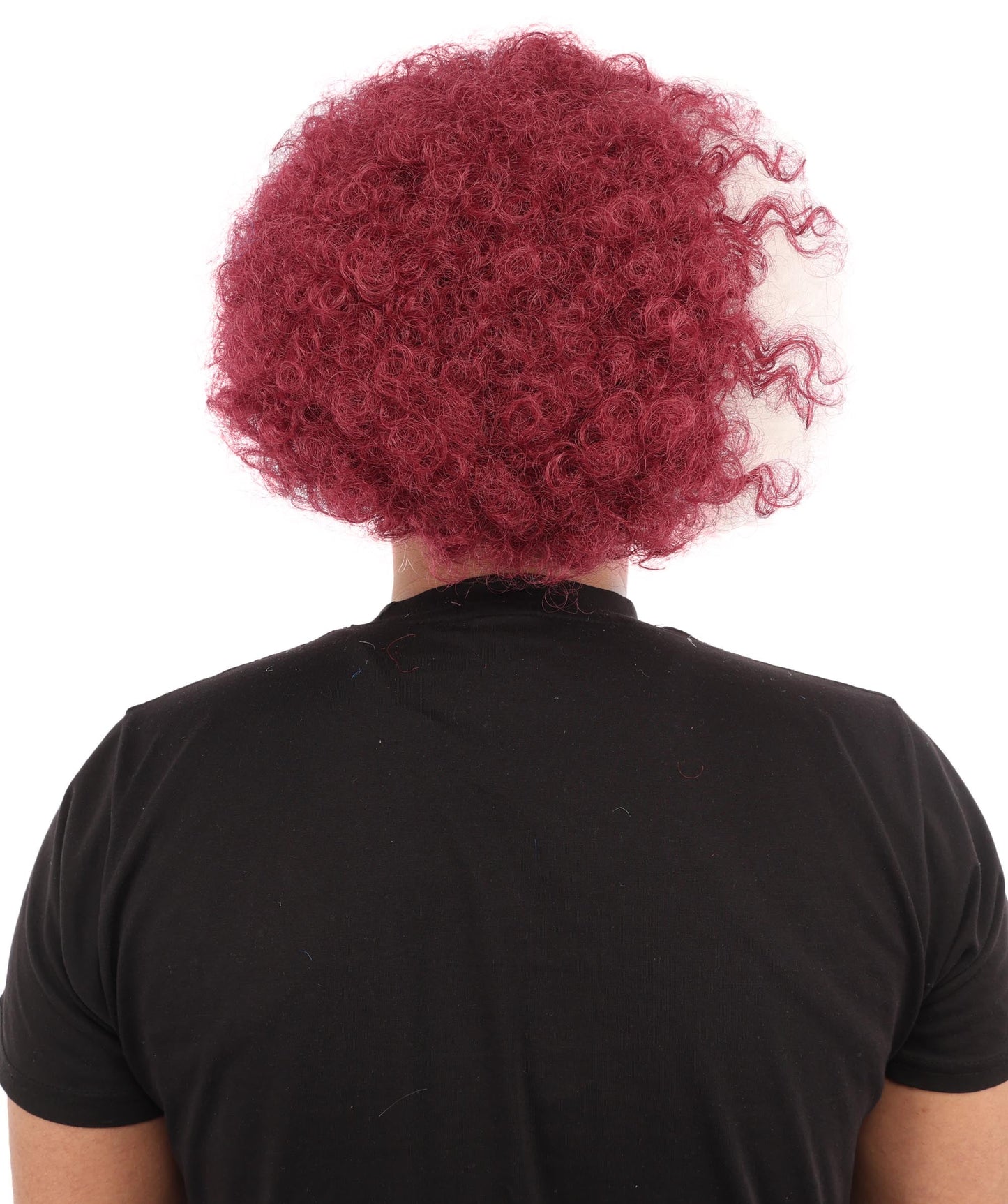 HPO Adult Unisex Qatar Flag-Inspired Curly Maroon & White Sport Clown Wig – Voluminous Curl with Standard Cap | National Colors for Sports, Festivals & Cosplay