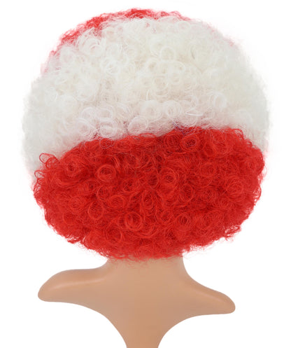 Austria Flag Red & White Clown Afro Wig