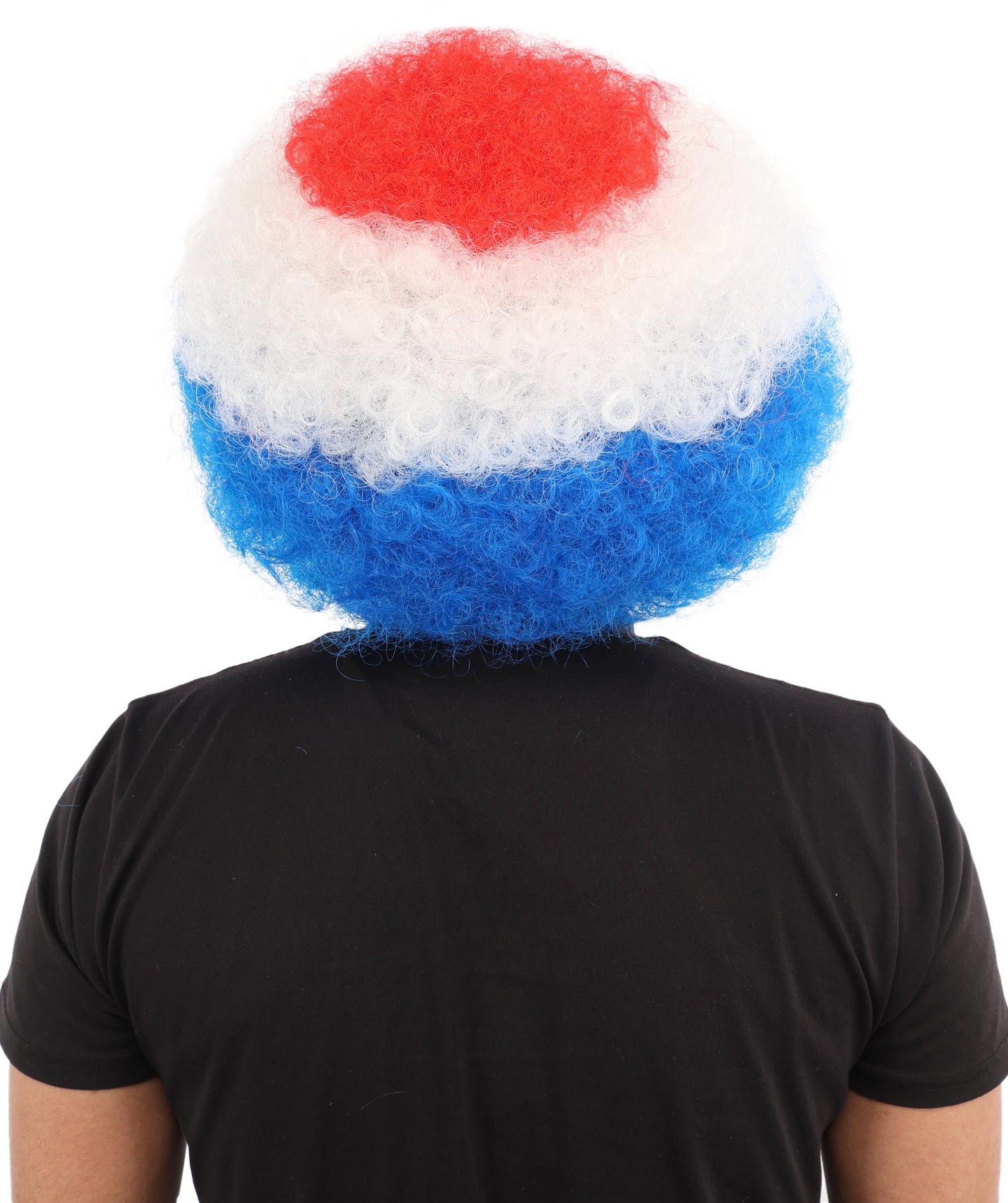 HPO Adult Tricolor Afro Style Netherlands Flag Wig | Flame-retardant Synthetic Fiber with Capless Construction | Ideal for Party, Halloween, Cosplay, Theater, Drag, Performance, Costume Events