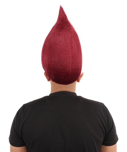 HPO Adult Unisex Qatar Flag-Inspired Maroon & White Sport Troll Wig Troll Wig – Spiky Synthetic Hair with Capless Cap | Ideal for Sports, Cosplay, and National Events