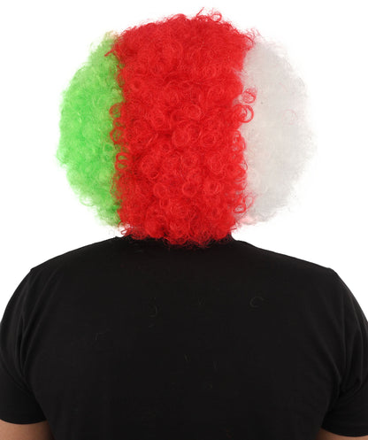 HPO Adult Tri Tone Sports Wig | Voluminous Kinky Afro Style Standard Cap Construction | Six Nations Championship Game Spirit Week Prop
