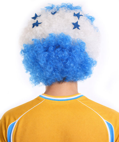 Honduras Flag Afro Blue and White Wig