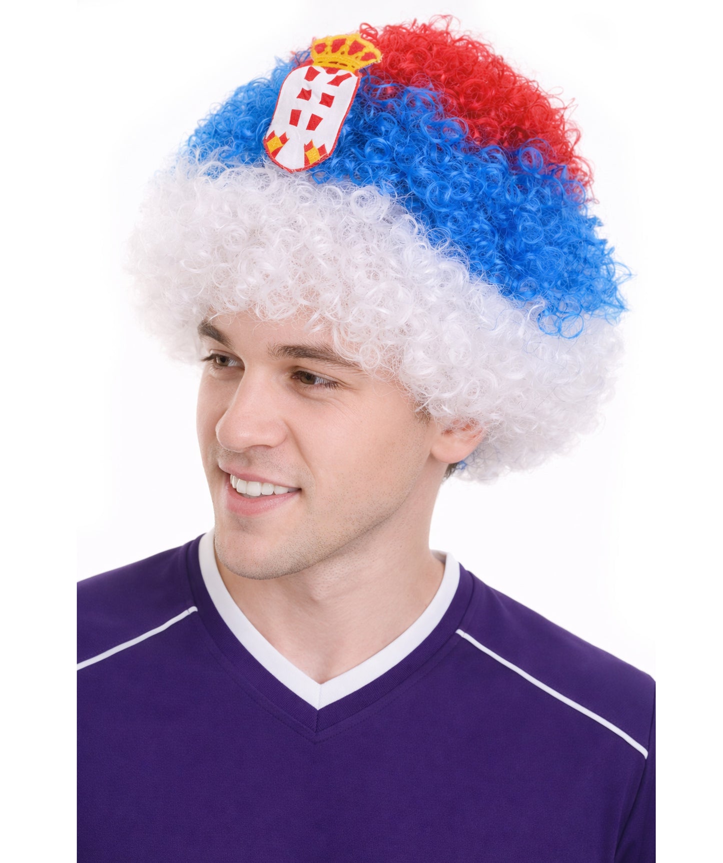 SERBIA Flag Afro Multicolor Wig