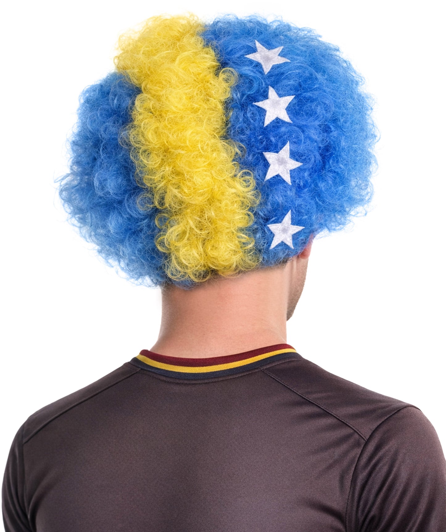 Bosnia and Herzegovina Afro Blue and Yellow Wig
