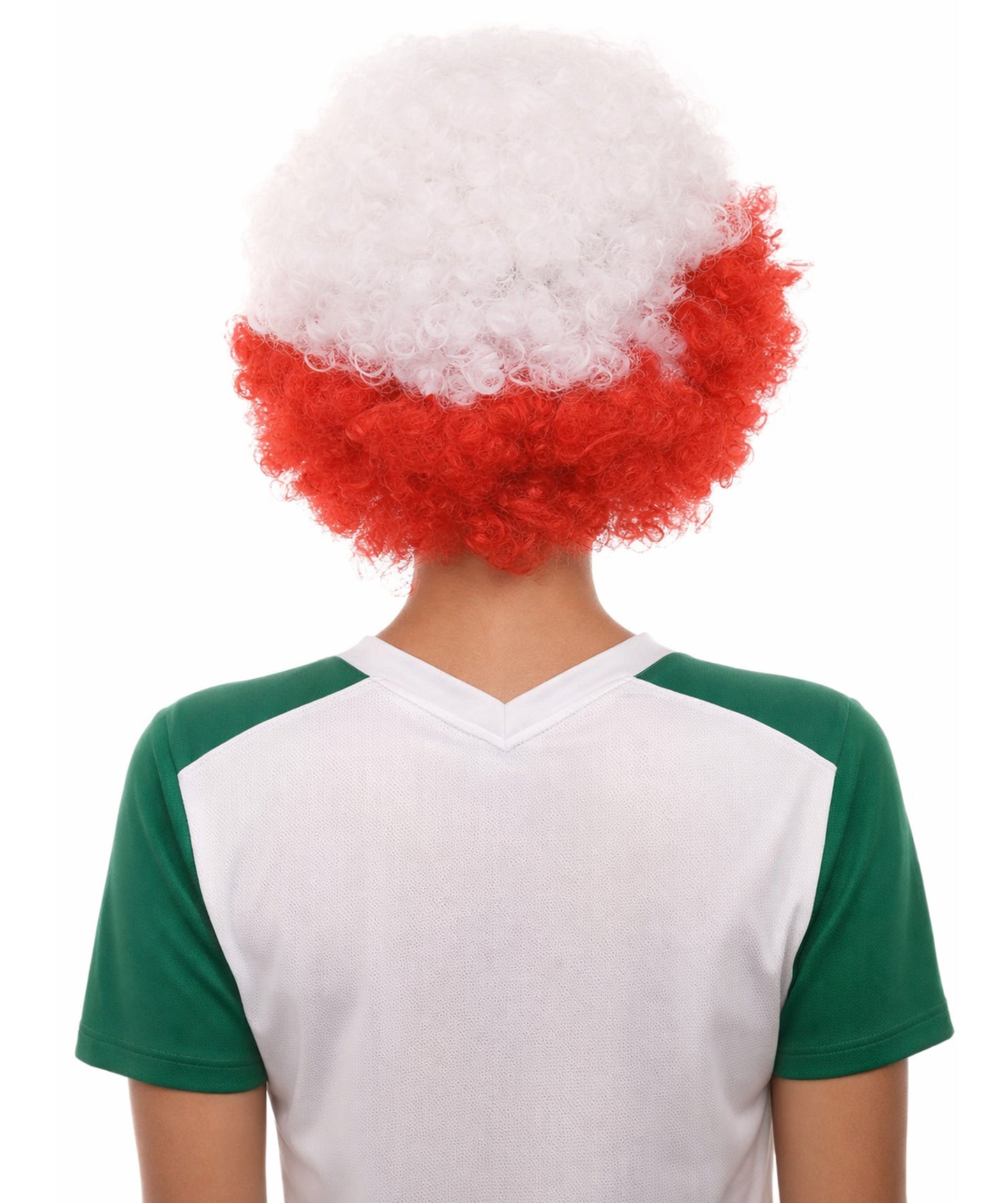 Poland Flag Sport Afro Red and White Wig