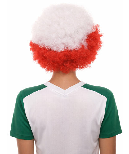 Poland Flag Sport Afro Red and White Wig
