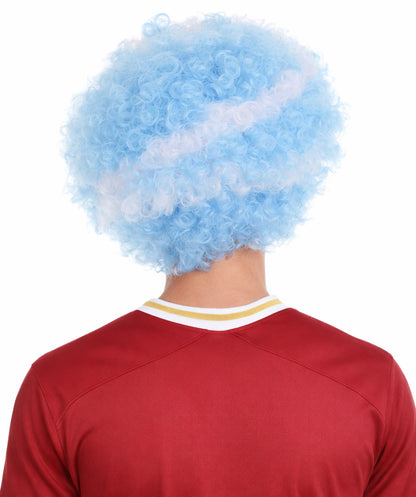 Greece Flag Afro  Blue and White Wig