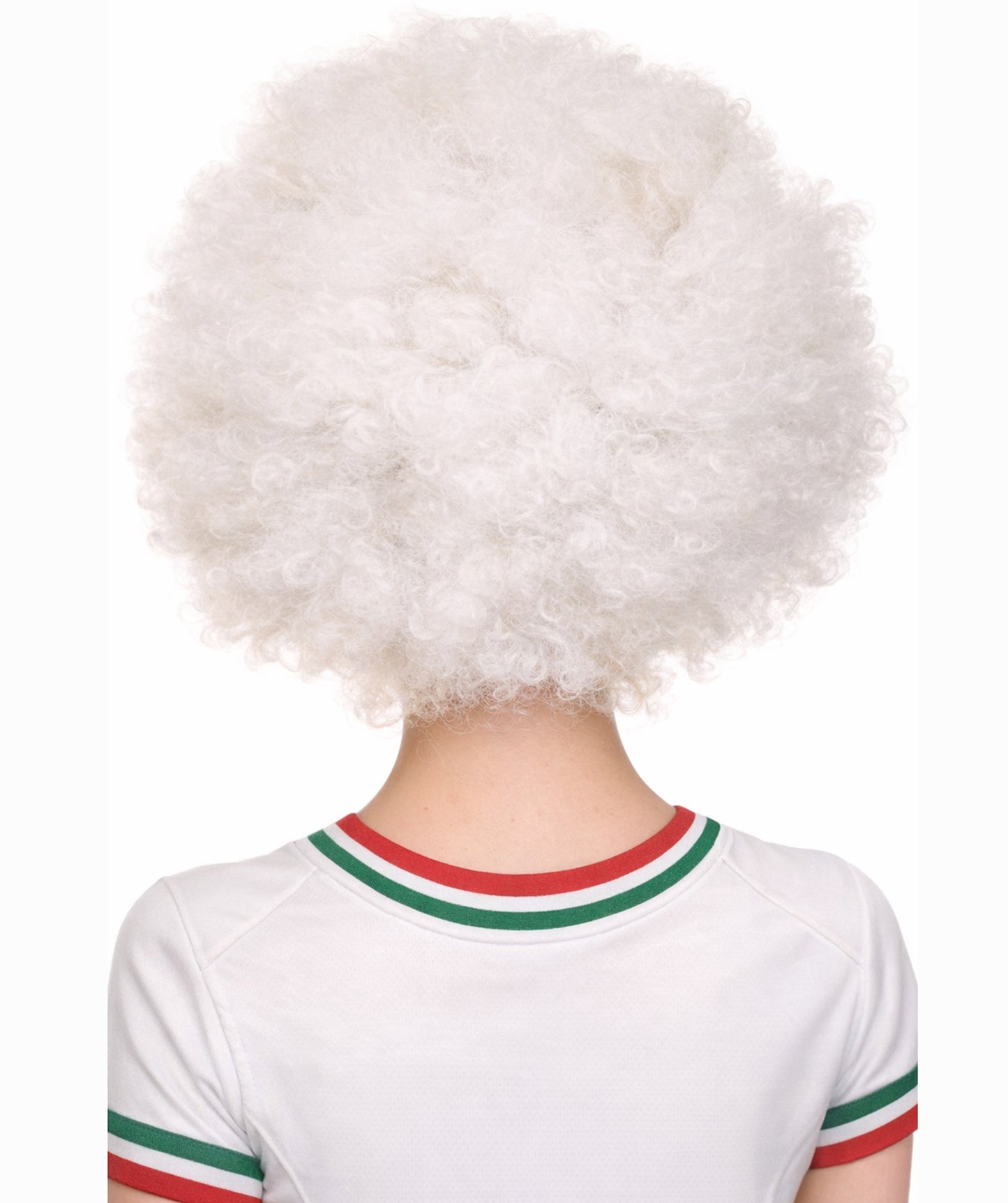 Glow-In-The-Dark Unisex Afro Wig | White Jumbo Super Size Stage/Event Fancy Halloween Wig | Premium Breathable Capless Cap