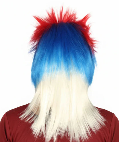 Serbia Flag 80's Mullet Multicolor Wig