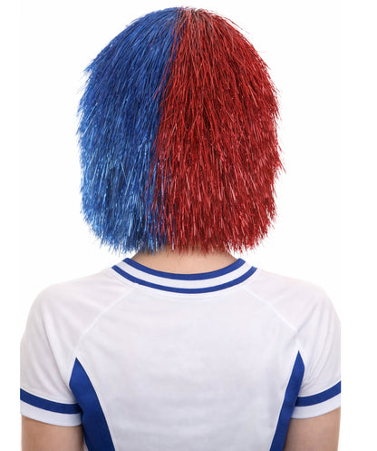 Red Silver and Blue All Tinsel Bob | Sparkly Celebrity Halloween Wig | Premium Capless Cap