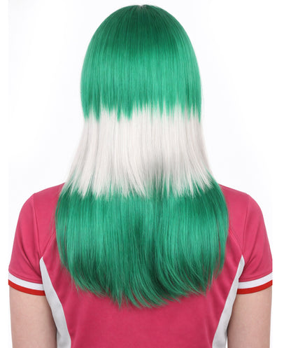 Saudi Arabia Flag Long Bob White and Green Wig