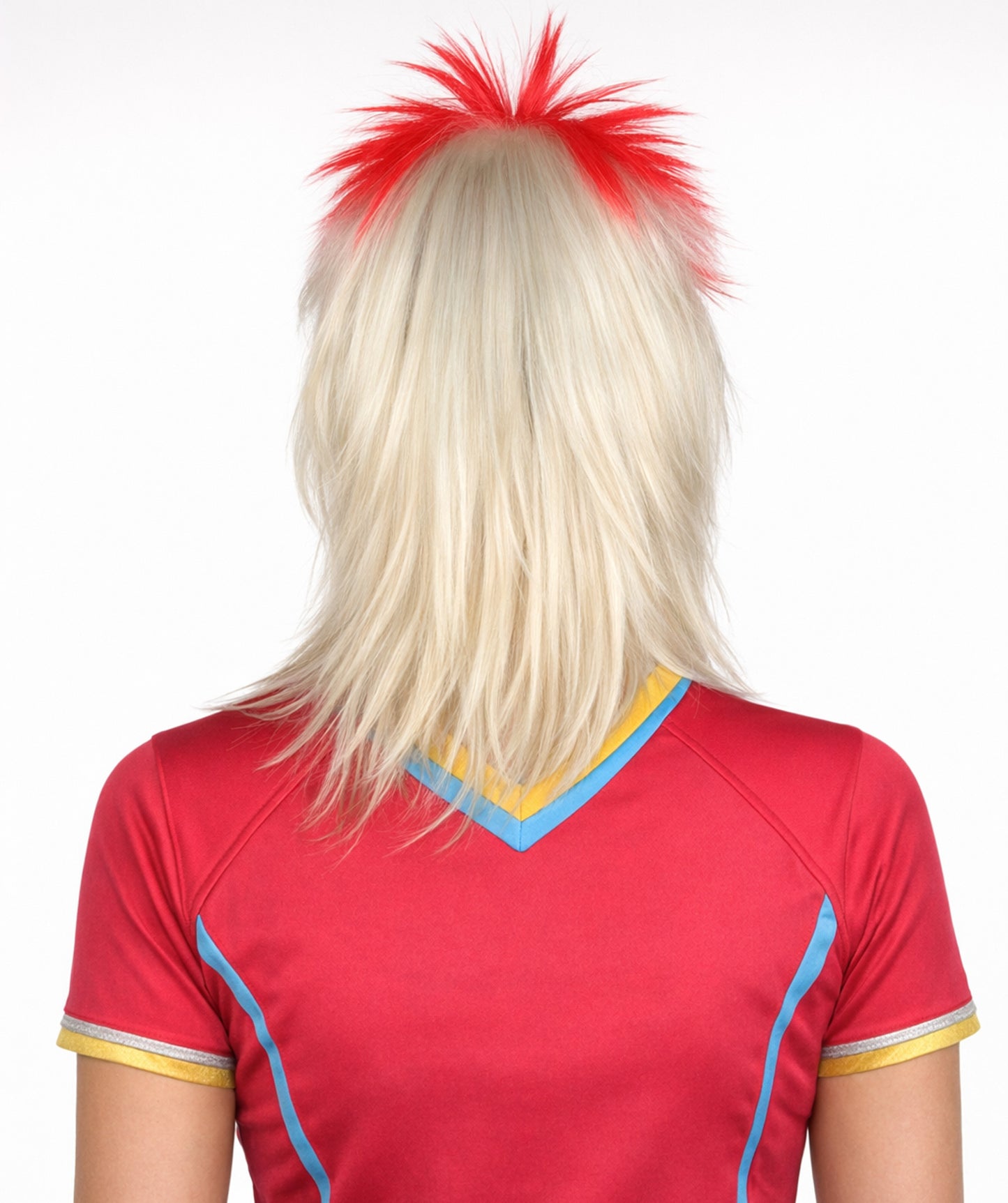 Japanese Flag 80's Mullet Red and White Wig