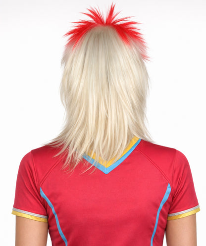 Japanese Flag 80's Mullet Red and White Wig