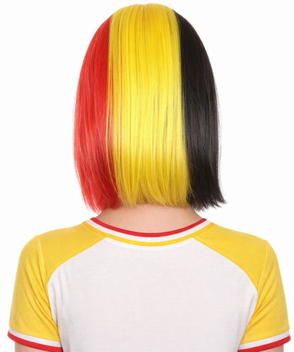 Belgium Flag Bob Multicolor Wig