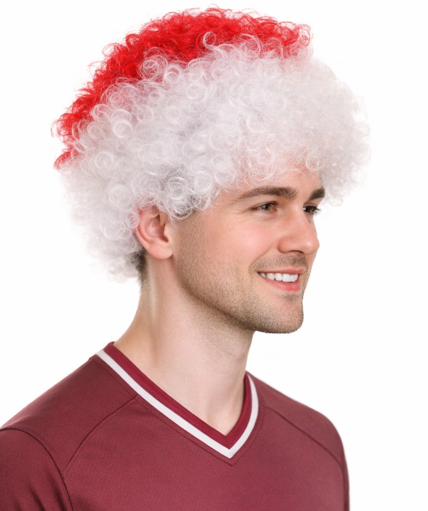 Japan Flag Afro  Red and White Wig