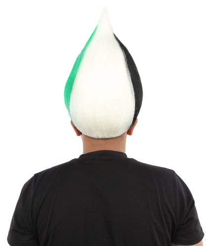 HPO Adult Unisex Jordan Flag Inspired Troll Wig – Tall Spiky Red, Black, and Green Hairpiece | Ideal  for Sport National Events & Parties