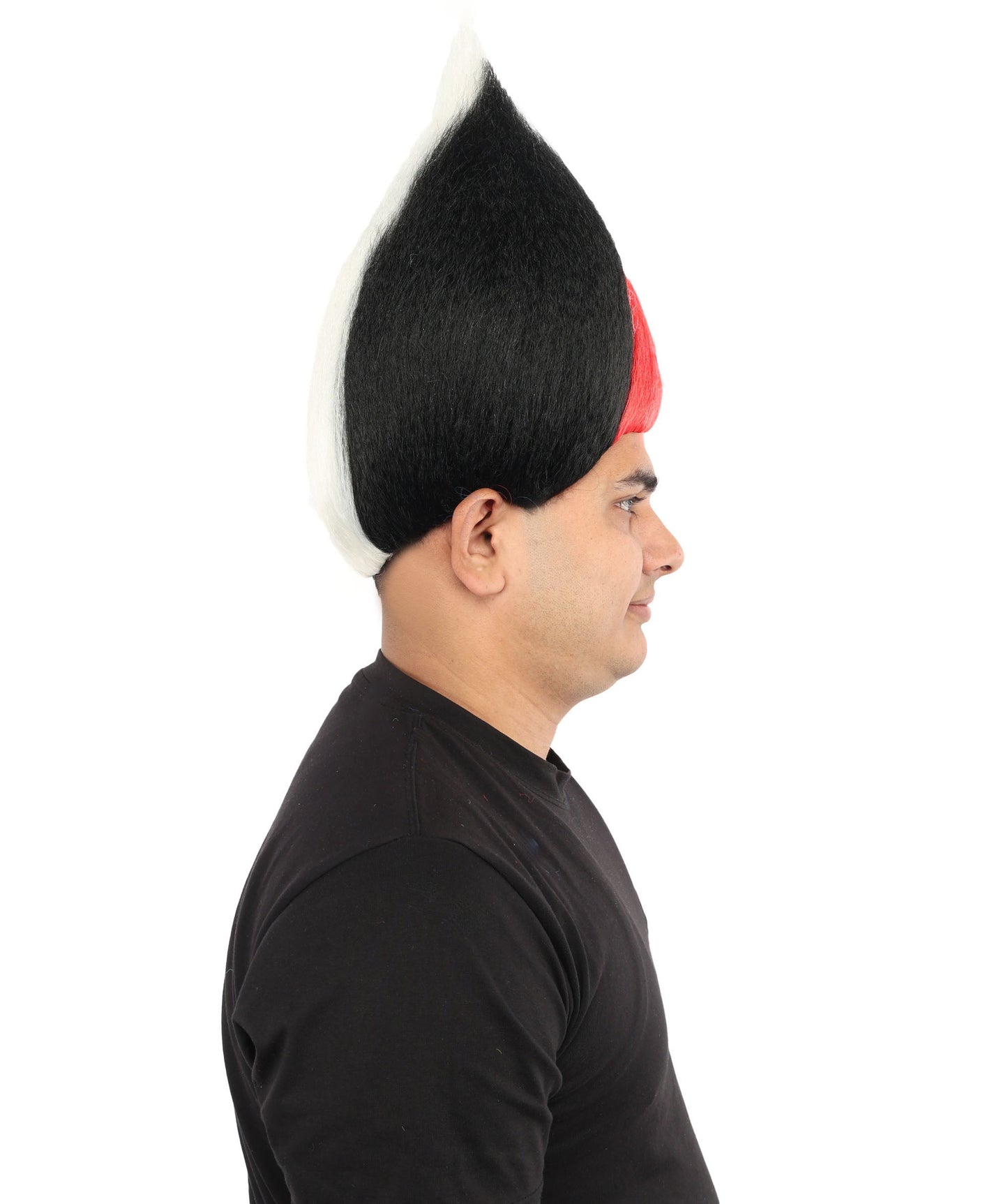 HPO Adult Unisex Jordan Flag Inspired Troll Wig – Tall Spiky Red, Black, and Green Hairpiece | Ideal  for Sport National Events & Parties