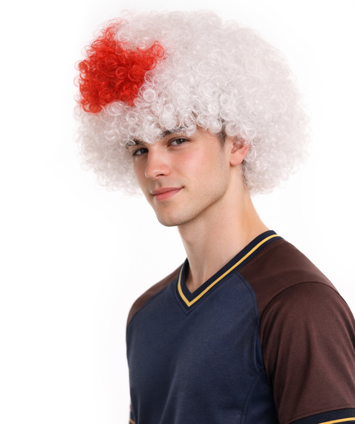 Japan Flag Afro Red and White Wig