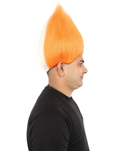 HPO Adult Unisex Côte d’Ivoire Flag Troll Wig – Orange, White, and Green Spiky Hair | Ideal for Sports Football, Sports Events & National Celebrations